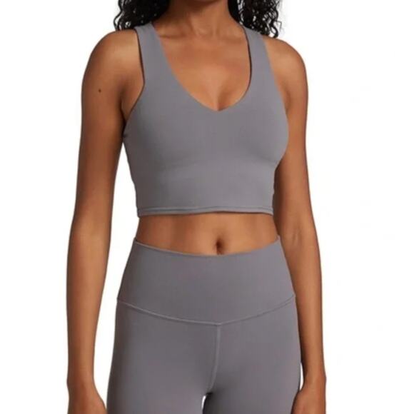 ALO Yoga Other - Alo Yoga Airbrush Real Bra Tank Shadow Gray XS Crop Top Racerback Sports Bra